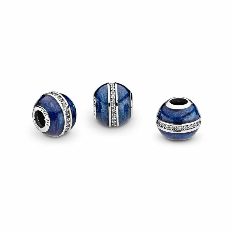 Pandora Orbit Charm Ireland - Sterling Silver/Enamel/Blue/Cubic Zirconia - 706529FZD